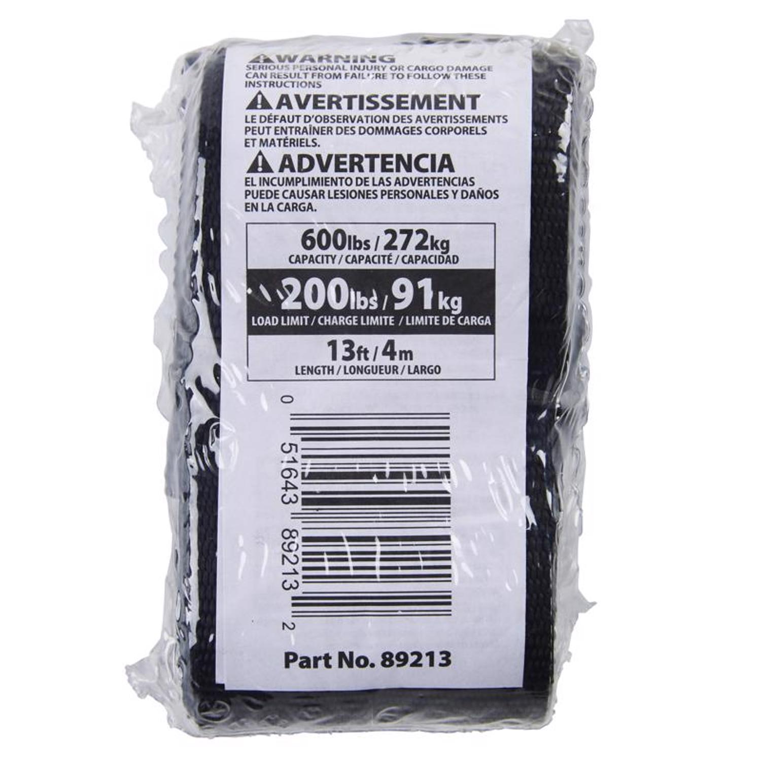 Keeper 1 in. W X 13 ft. L Black Lashing Strap 200 lb 2 pk