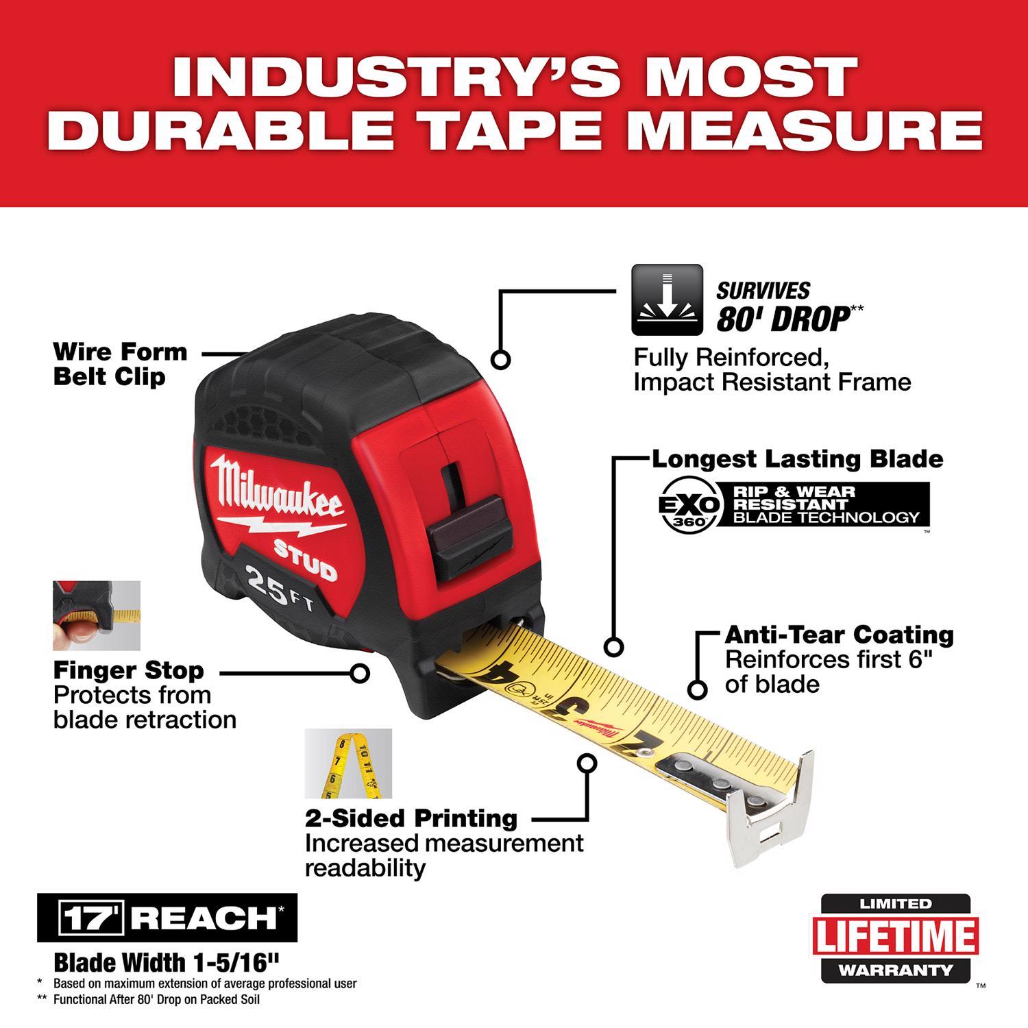 Milwaukee 25 ft. L X 1-5/16 in. W Compact Wide Blade Tape Measure 1 pk