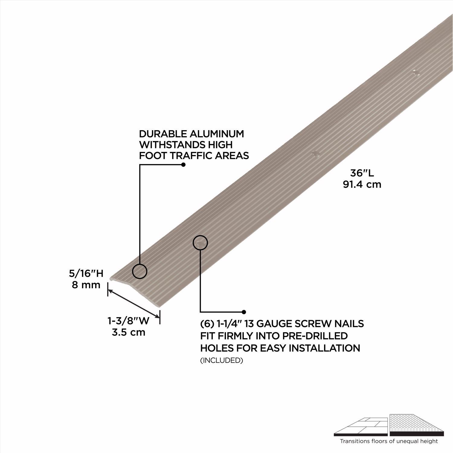 M-D Building Products 0.3 in. H X 1.375 in. W X 36 in. L Prefinished Pewter Aluminum Carpet Trim