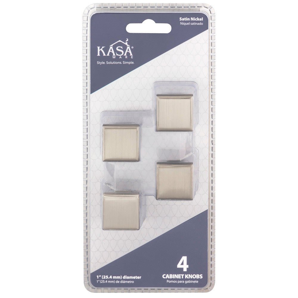 KasaWare 1 in. Diameter Cabinet Knob in Satin Nickel (4pc Pack) 