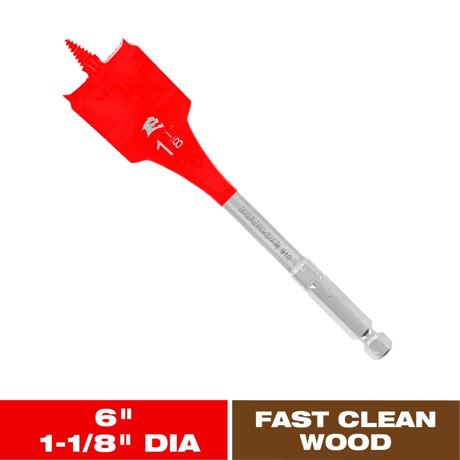 Diablo 1-1/8 in. X 6 in. L High Speed Steel Clean Wood Spade Bit Hex Shank 1 pk