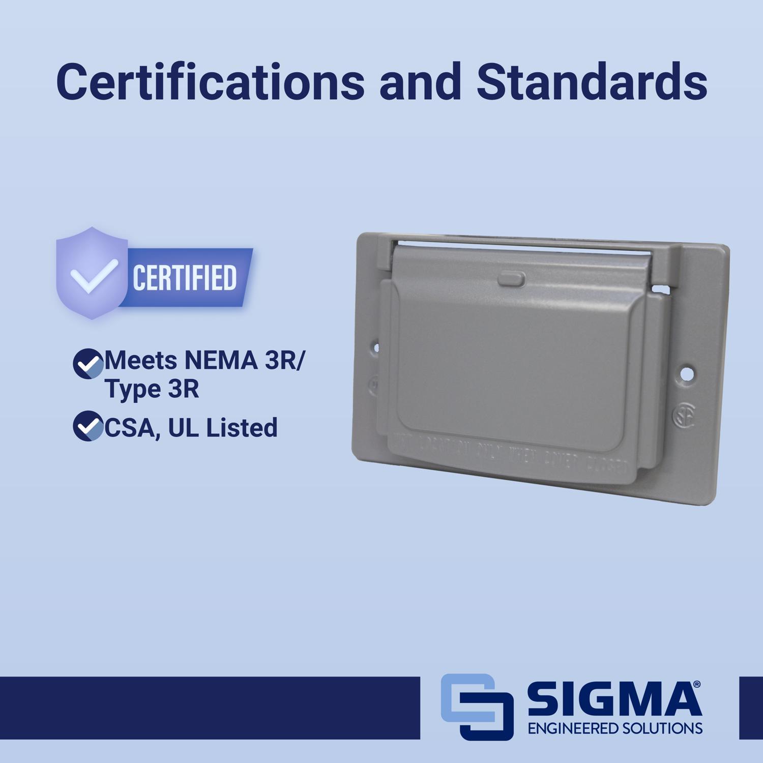 Sigma Engineered Solutions Rectangle Die-Cast Metal 1 gang 2.83 in. H X 4.57 in. W Horizontal GFCI C