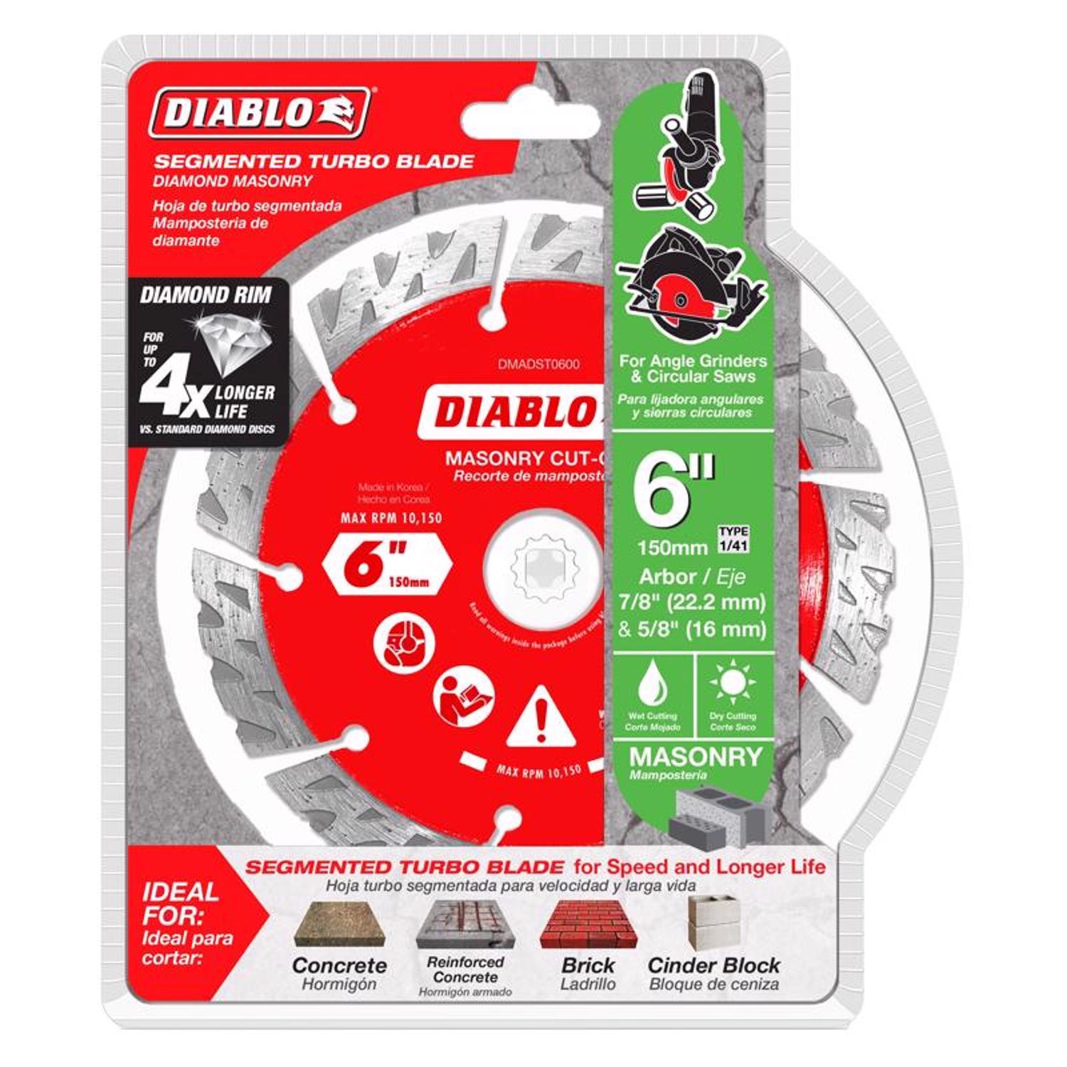 Diablo 6 in. D X 7/8 in. X.094 in. thick Diamond Segmented Turbo Masonry Cut-Off Disc