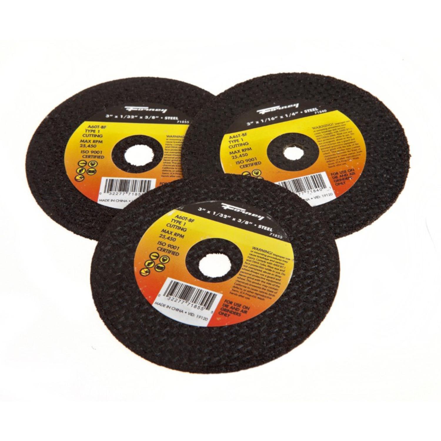 Forney 3 in. D X 7/8 in. X.040 in. thick Aluminum Oxide Cut-Off Wheel Kit 1 pc
