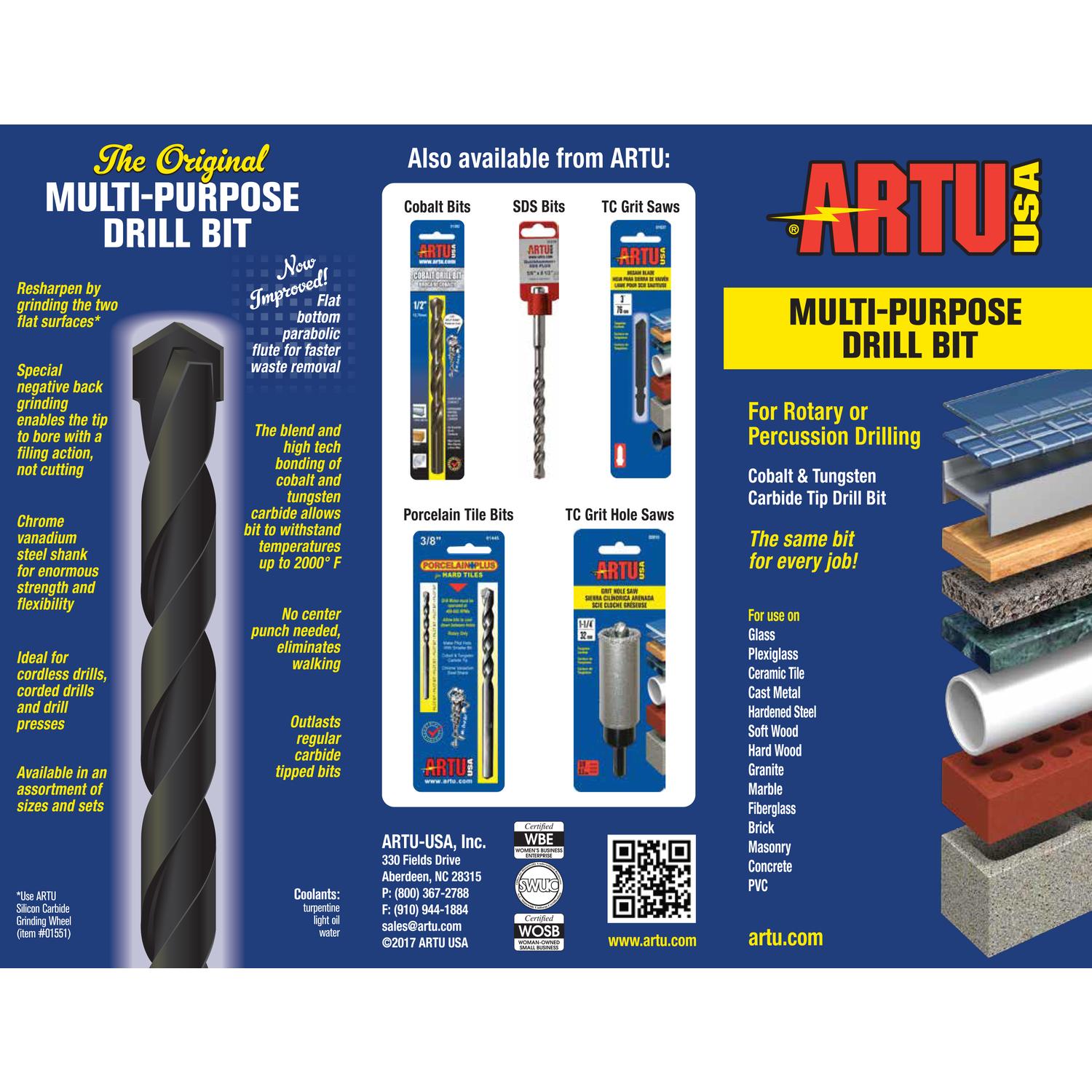 ARTU 3/16 in. X 3-1/2 in. L Tungsten Carbide Tipped Drill Bit Quick-Change Hex Shank 1 pc