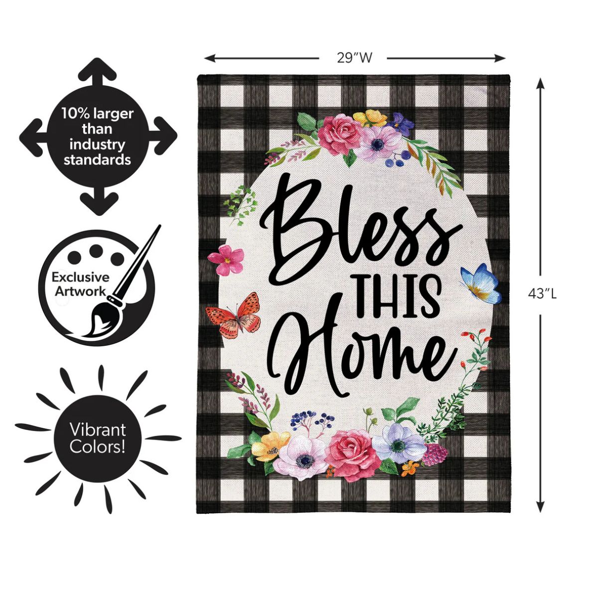 Evergreen Bless This Home Burlap House Flag