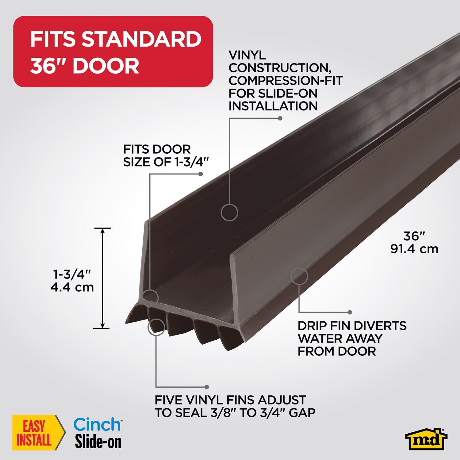 M-D Building Products CINCH Brown Vinyl Under Door Seal For Doors 36 in. L X 1.75 in.