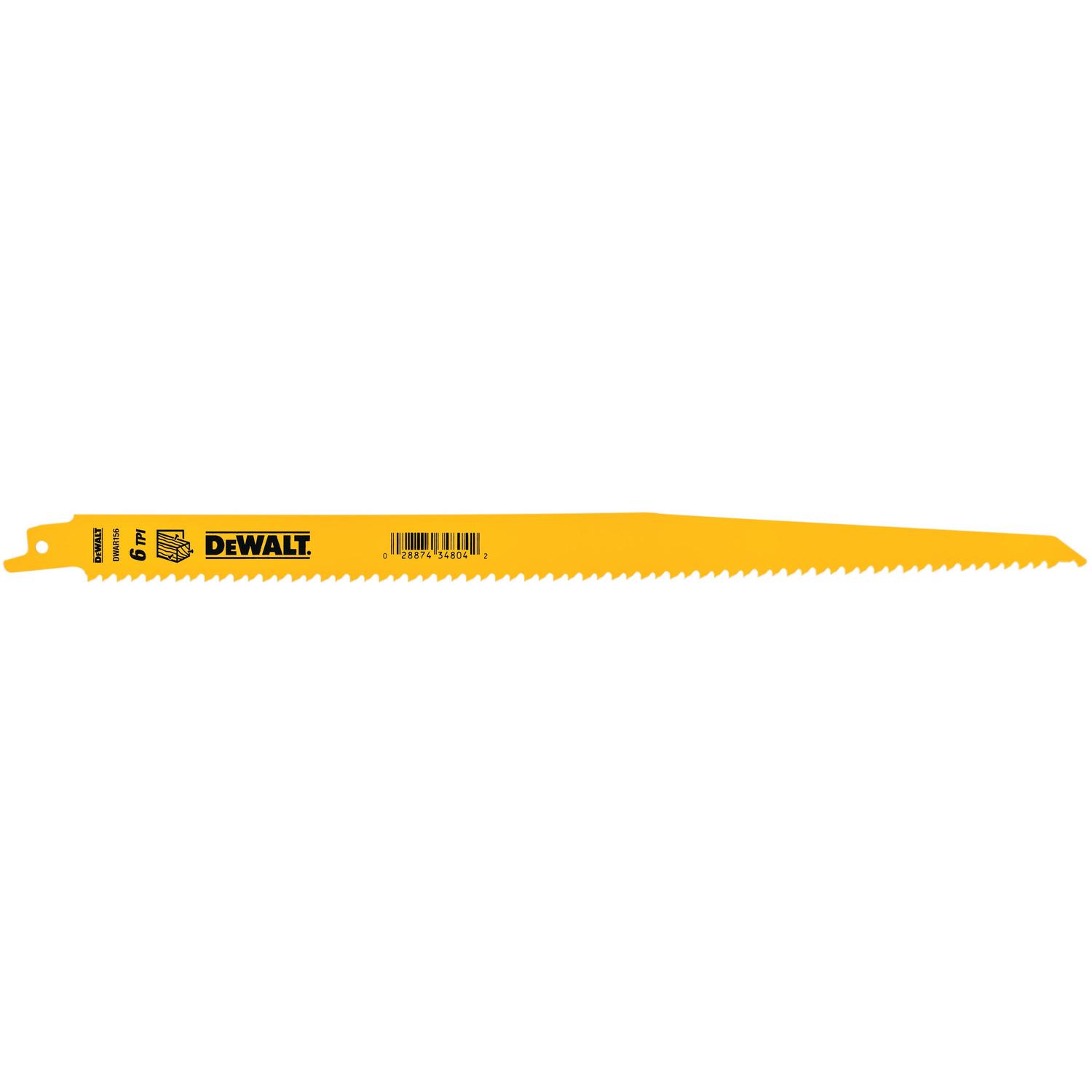 DEWALT 12 in. Bi-Metal Reciprocating Saw Blade 6 TPI 5 pk
