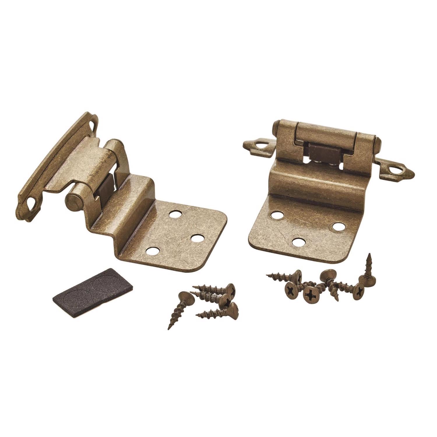 Amerock 2 in. W X 2-3/4 in. L Burnished Brass Steel Self-Closing Hinge 2 pk