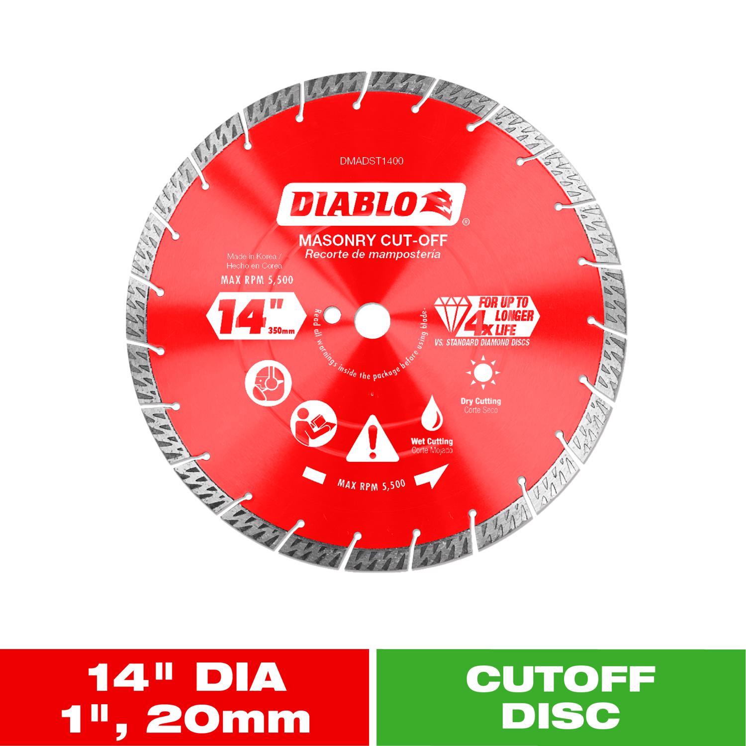 Diablo 14 in. D X 1 in. X.126 in. thick Diamond Turbo Rim Masonry Cut-Off Disc