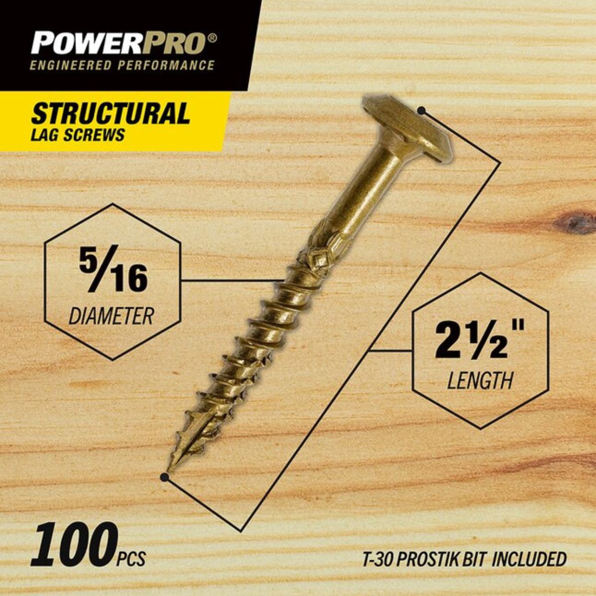 Power Pro 5/16-in x 2-1/2-in Epoxy Exterior Structural wood screws 100 Pieces