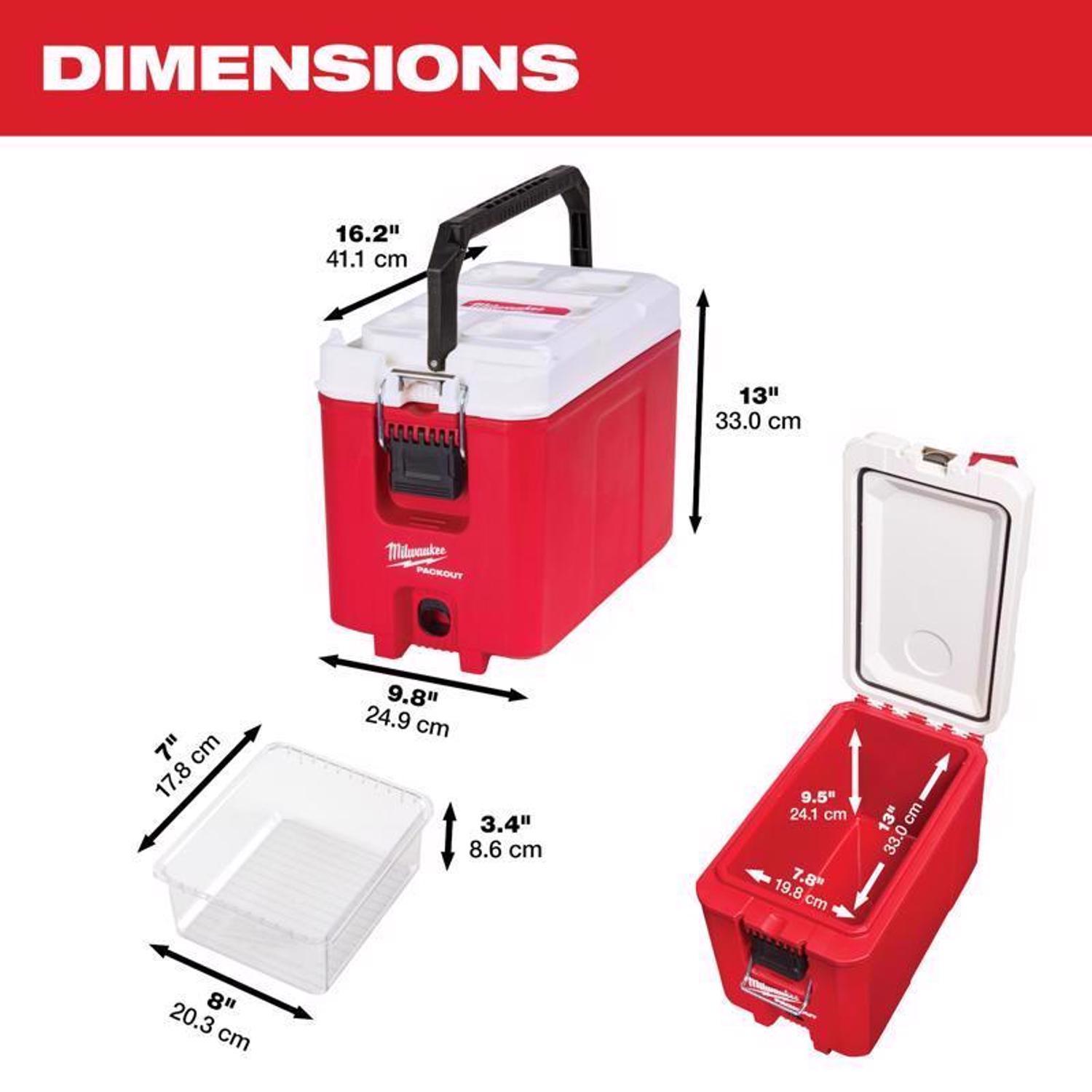 Milwaukee Packout Red 16 qt Cooler