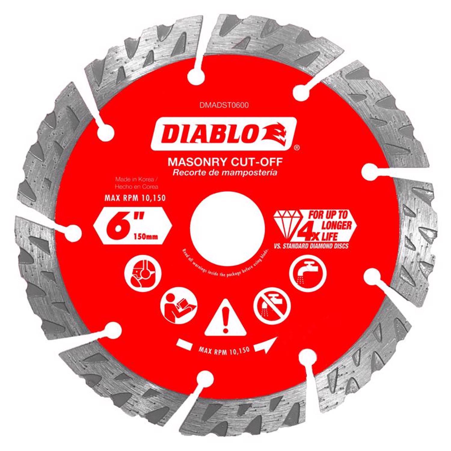 Diablo 6 in. D X 7/8 in. X.094 in. thick Diamond Segmented Turbo Masonry Cut-Off Disc