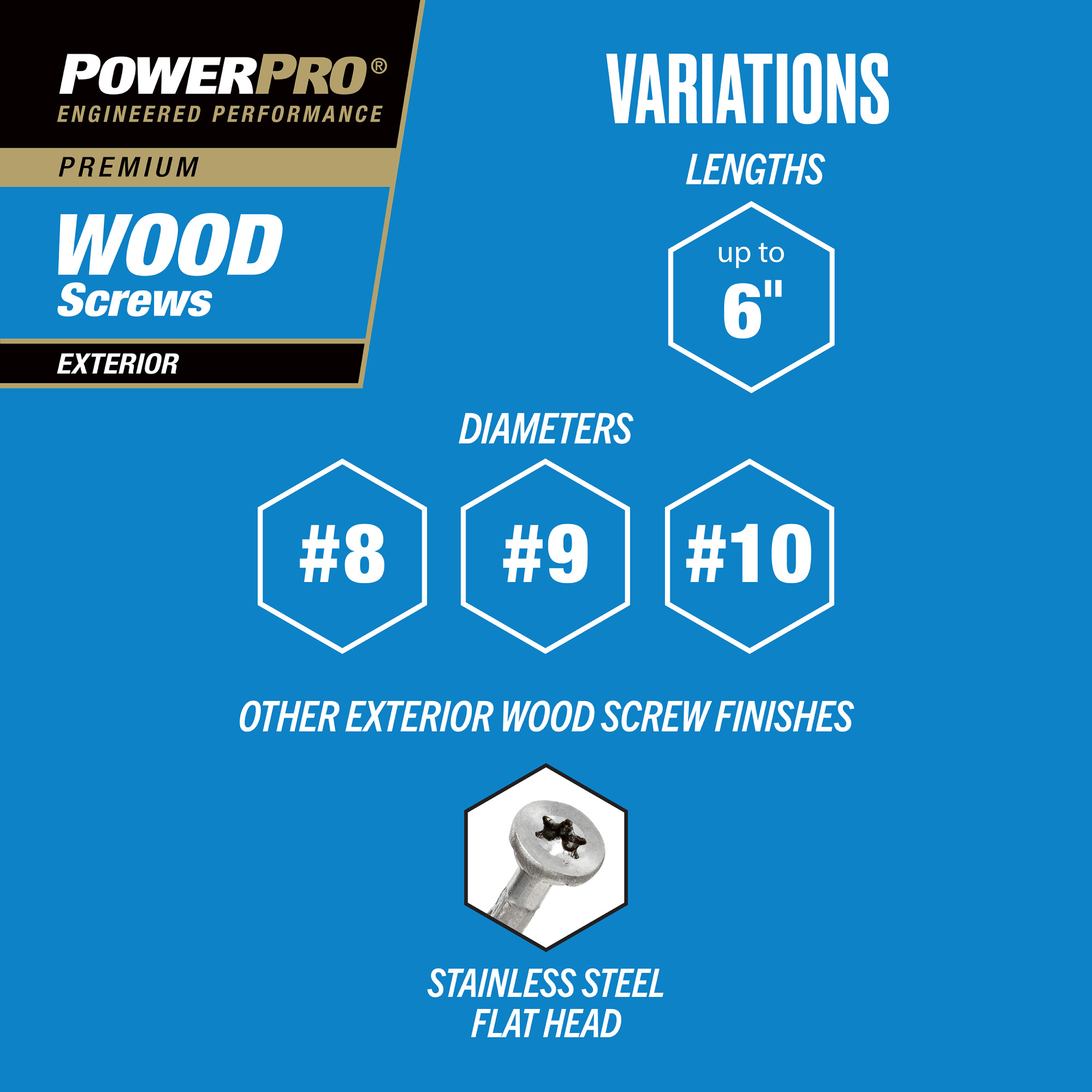Power Pro Premium Exterior Wood Screws (#8 x 1-1/4 in.) - 220 pc