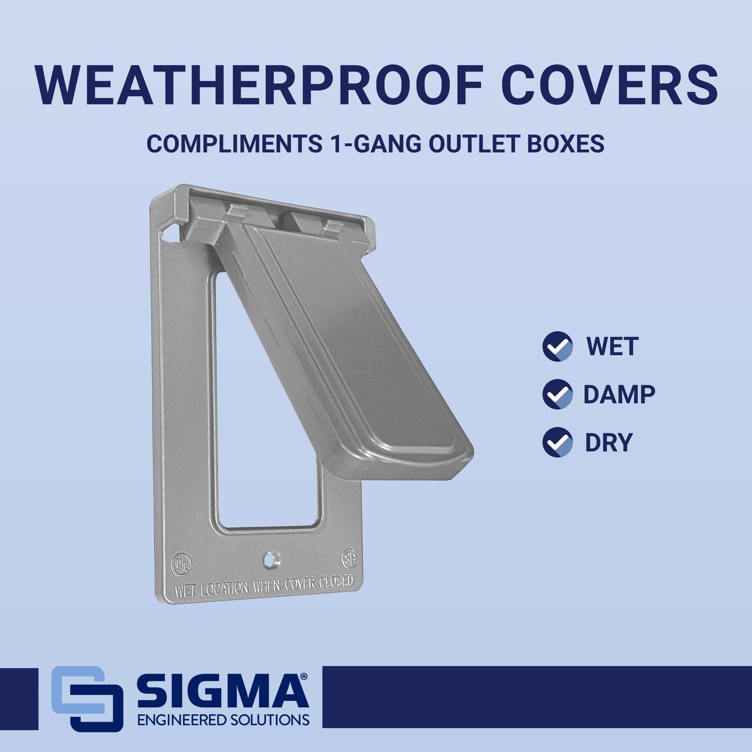 Sigma Engineered Solutions Rectangle Die-Cast Metal 1 gang 4.57 in. H X 2.83 in. W Vertical GFCI Cov
