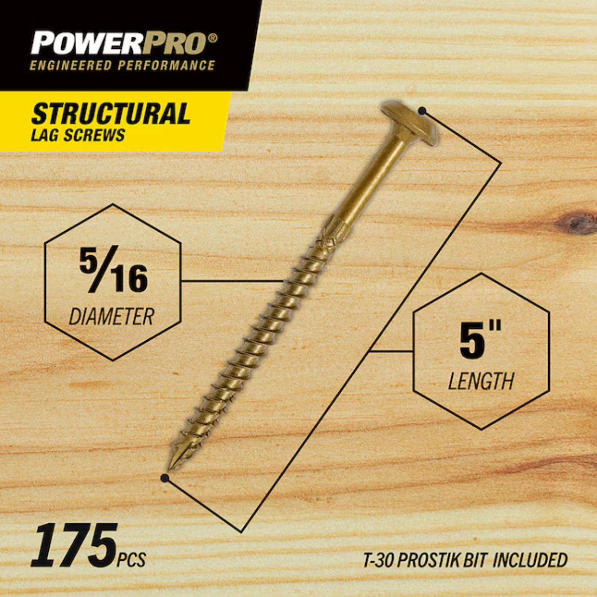 Power Pro 5/16-in x 5-in Epoxy Exterior Structural wood screws 175 Pieces