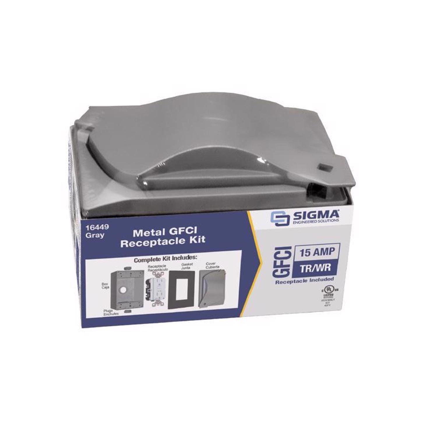 Sigma Engineered Solutions Rectangle Die-Cast Metal 1 gang 4.58 in. H X 2.83 in. W GFCI Outlet Kit