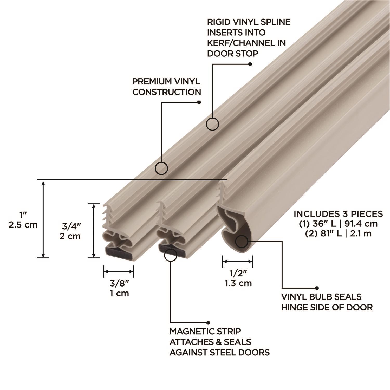M-D Building Products Beige Aluminum Weatherstrip Set For Doors 81 in. L X 0.38 in.