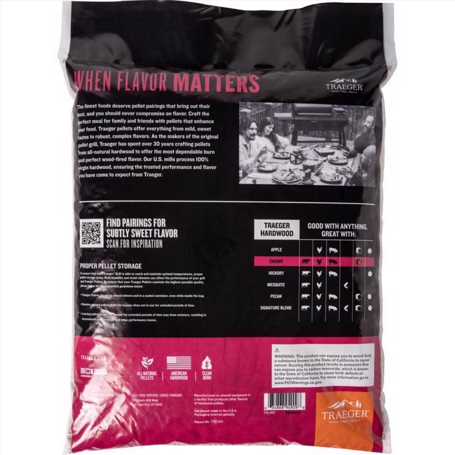 Traeger Premium All Natural Cherry Hardwood Pellets 20 lb
