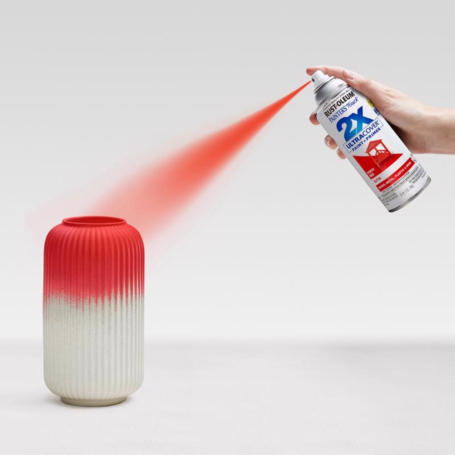 Rust-Oleum Painters Touch 2X Ultra Cover Satin Poppy Red Paint+Primer Spray Paint 12 oz