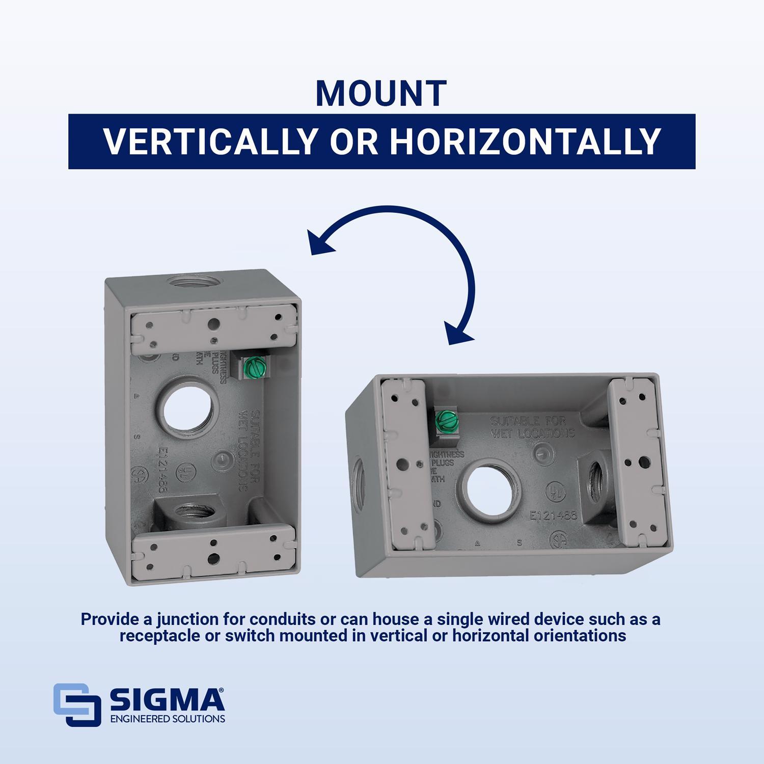 Sigma Engineered Solutions New Work 18.3 cu in Rectangle Die-Cast Metal 1 gang Weatherproof Box Gray