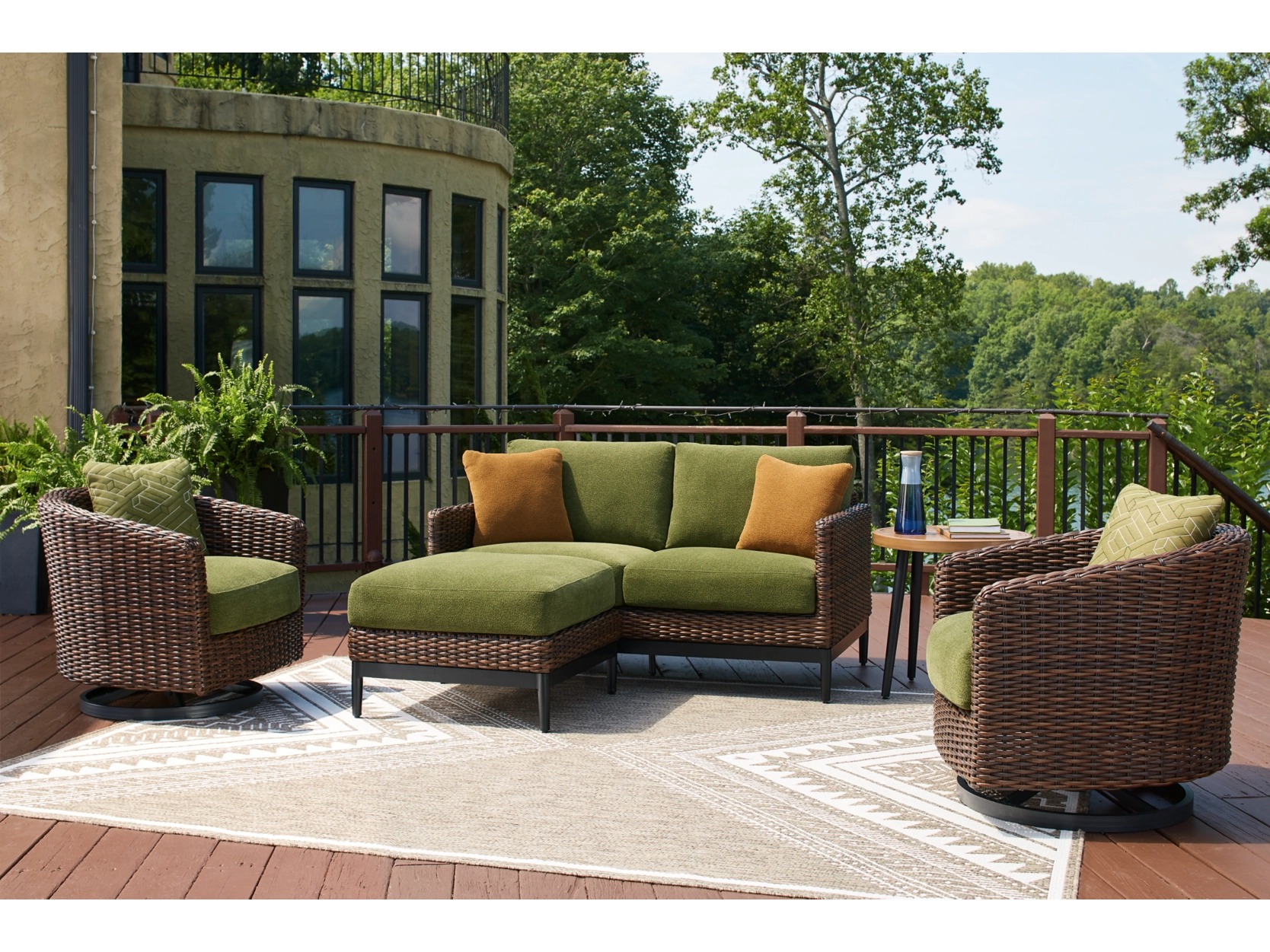 Ashley Horizon Hall Outdoor Ottoman with Cushion