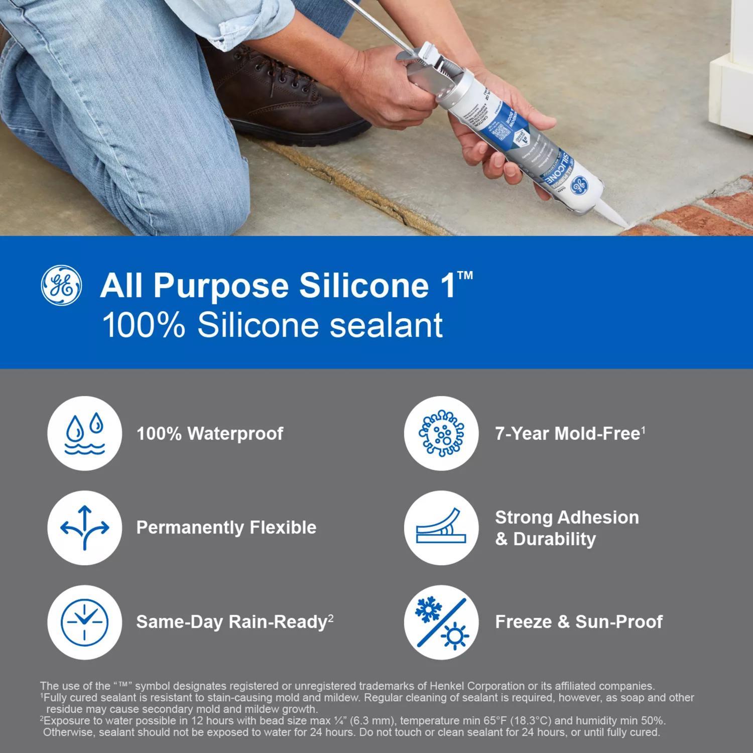 GE Window & Door White Silicone 1 Window and Door Caulk Sealant 10.1 oz