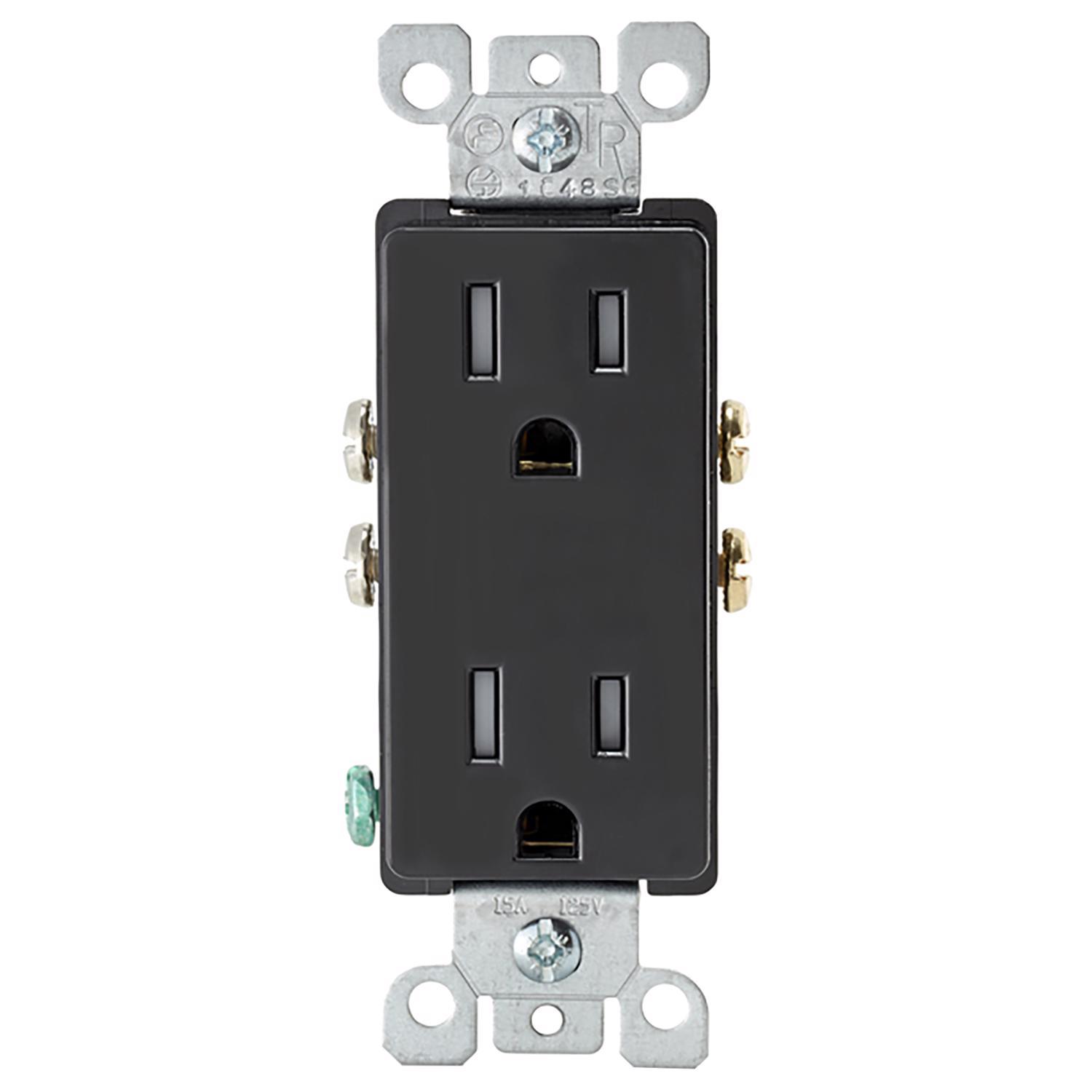 Leviton Decora 15 amps 125 V Duplex Black Outlet 5-15R 1 pk