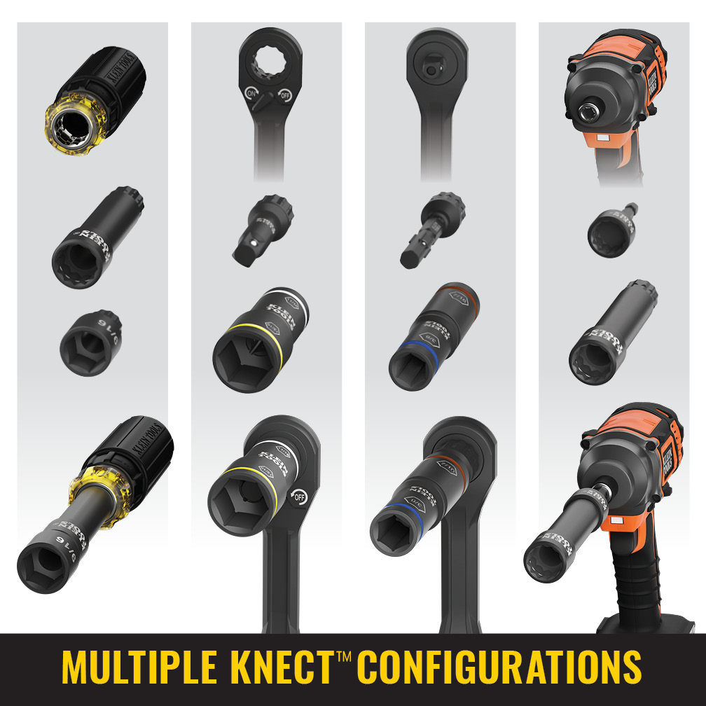 Klein KNECT Essential Deep-Well Heavy-Duty Flip Socket Set, SAE 7-Piece