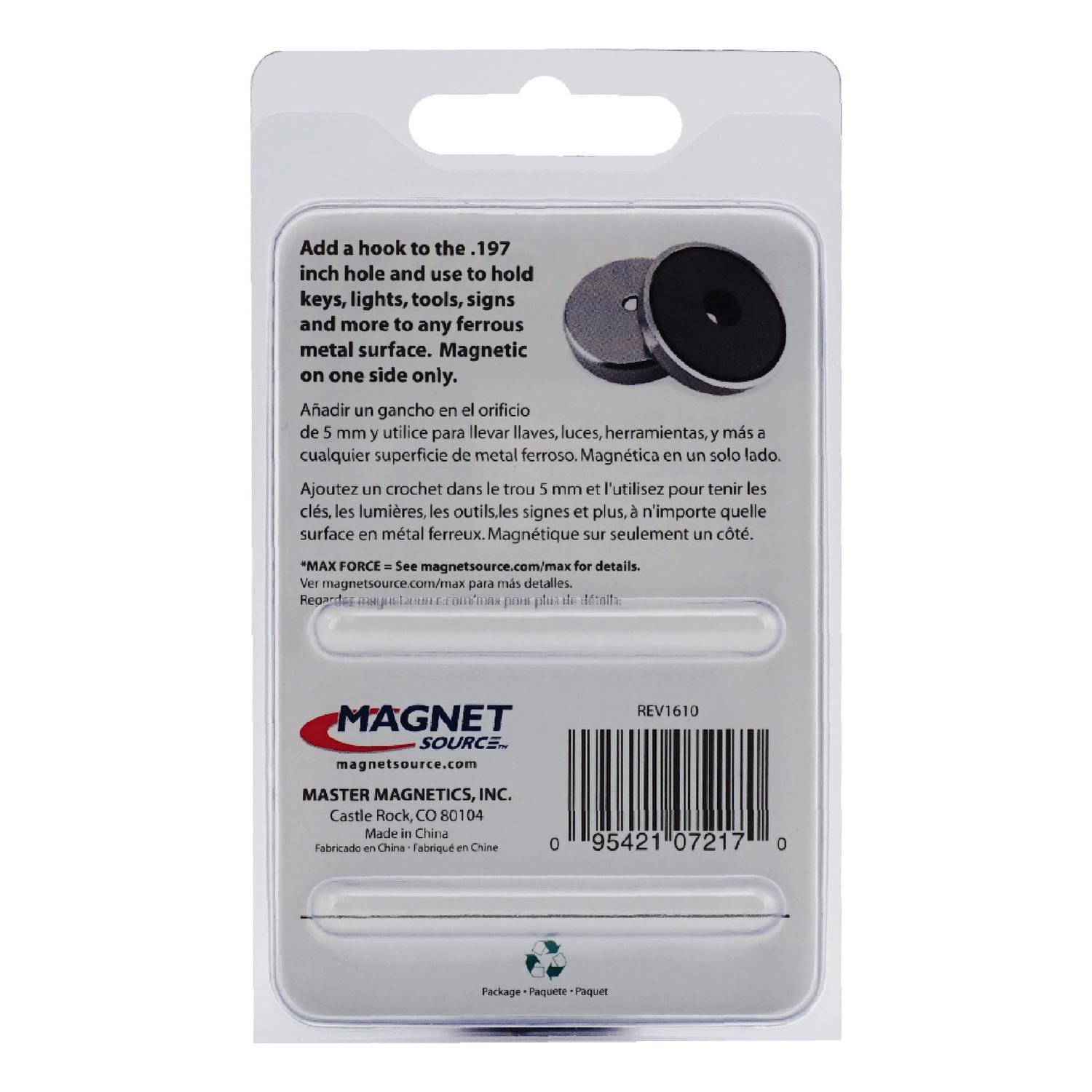 Magnet Source.303 in. L X 2.04 in. W Silver Round Base Magnet 25 lb. pull 1 pc
