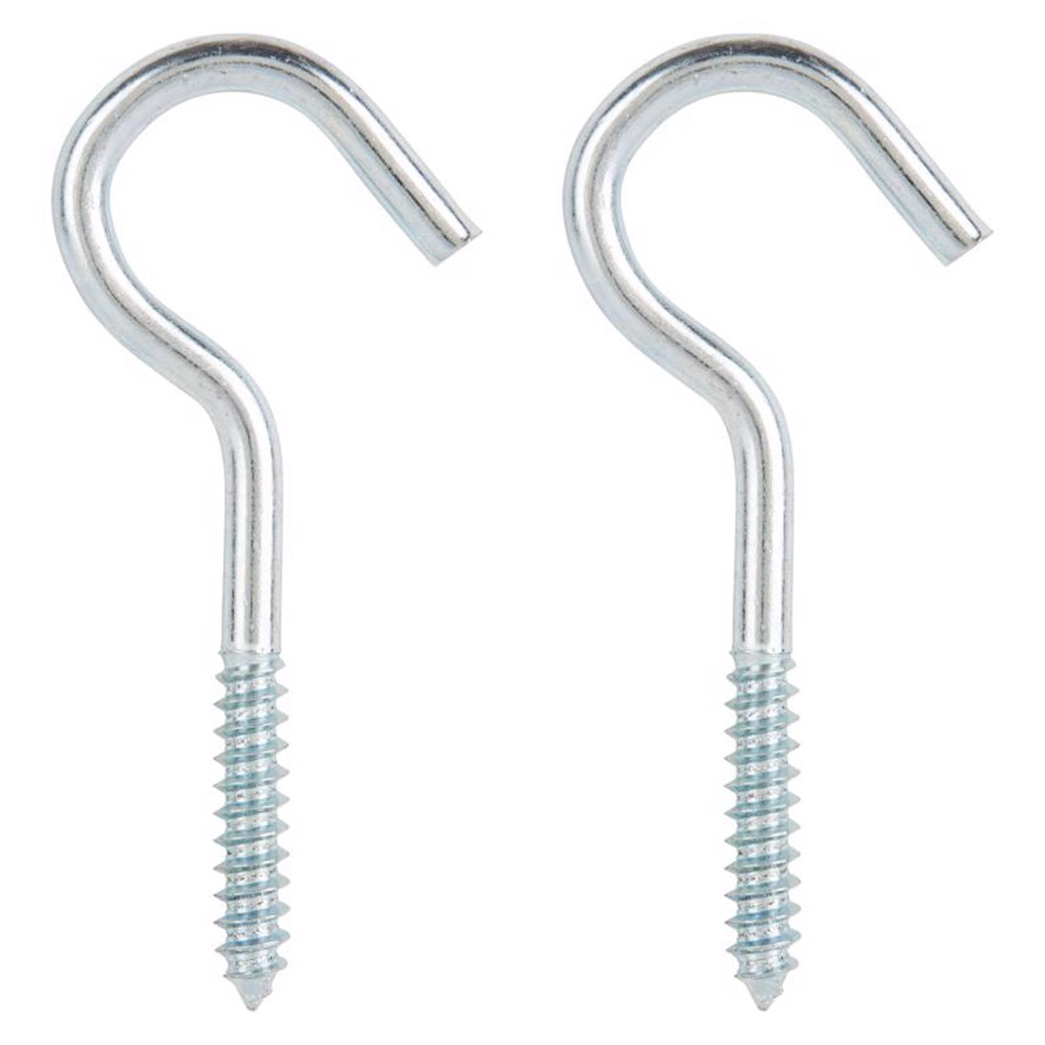 Ace Small Zinc-Plated Silver Steel 4.0625 in. L Ceiling Hook 100 lb 2 pk