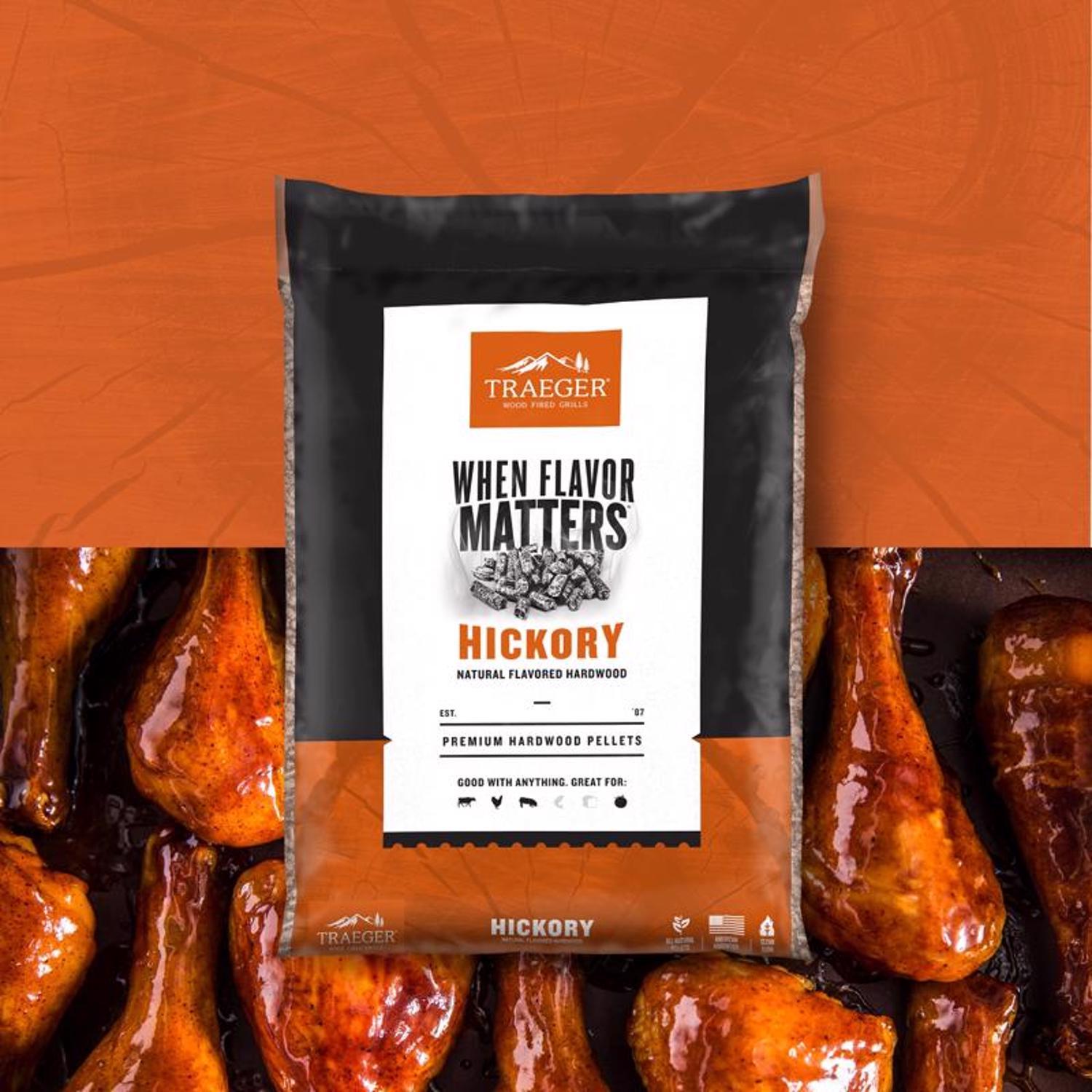 Traeger Premium All Natural Hickory Hardwood Pellets 20 lb