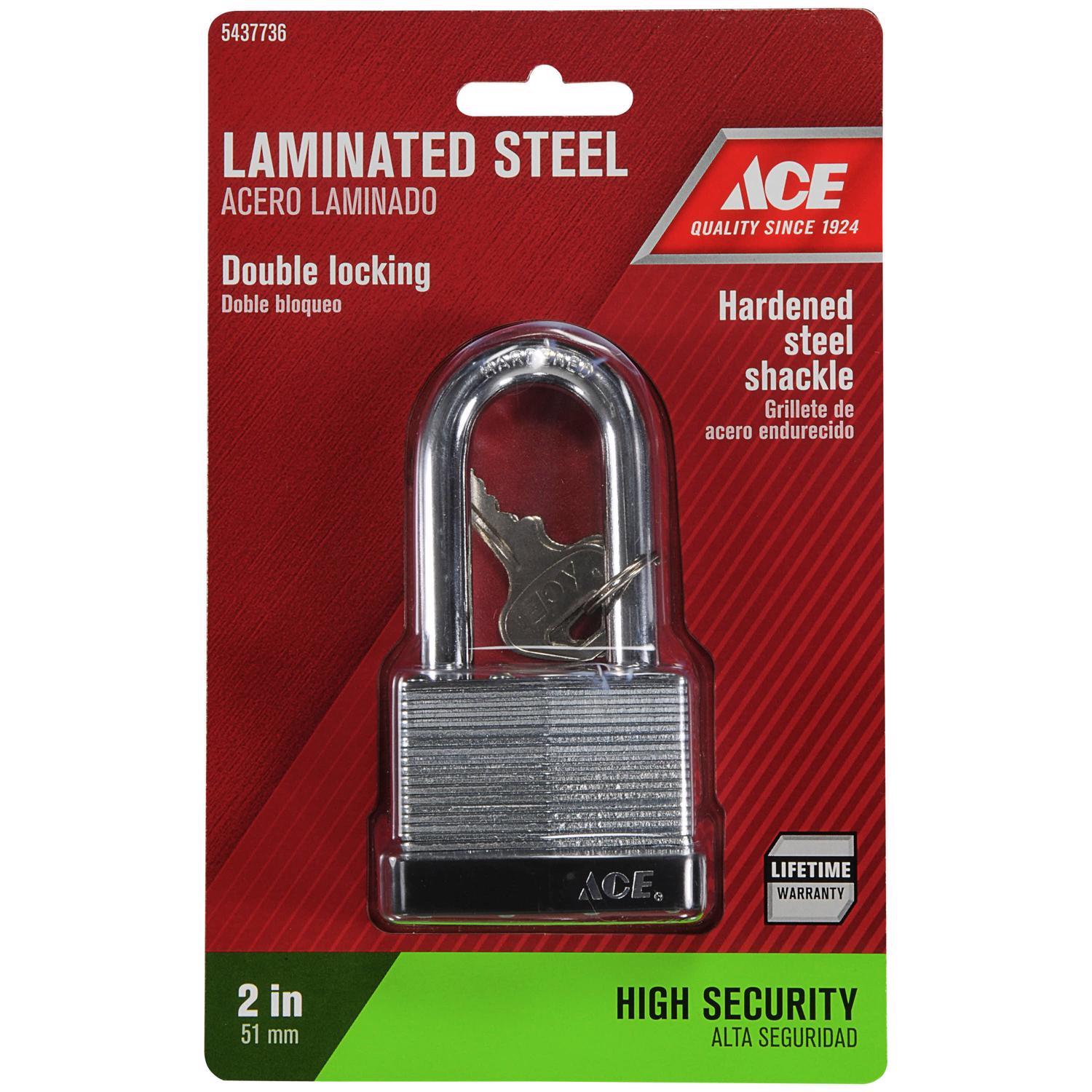 Ace 1-1/2 in. H X 2 in. W X 1-1/16 in. L Laminated Steel Double Locking Padlock