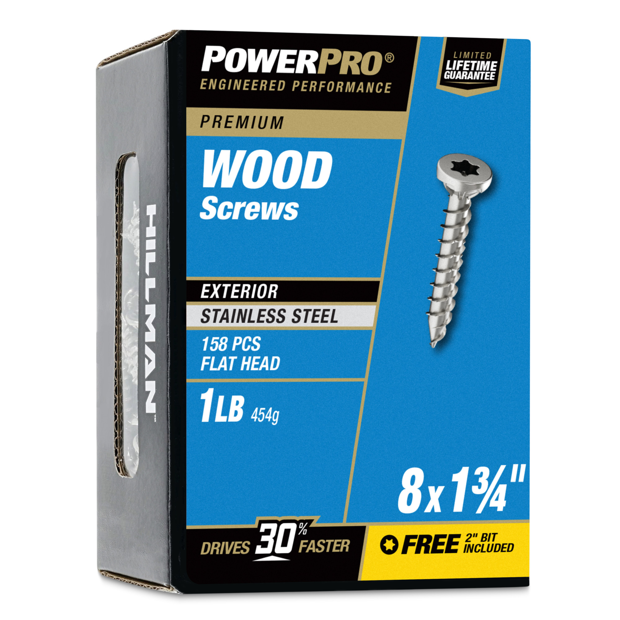 Power Pro Premium 305 Stainless Steel Wood Screws (#8 x 1-3/4 in.) - 158 pc