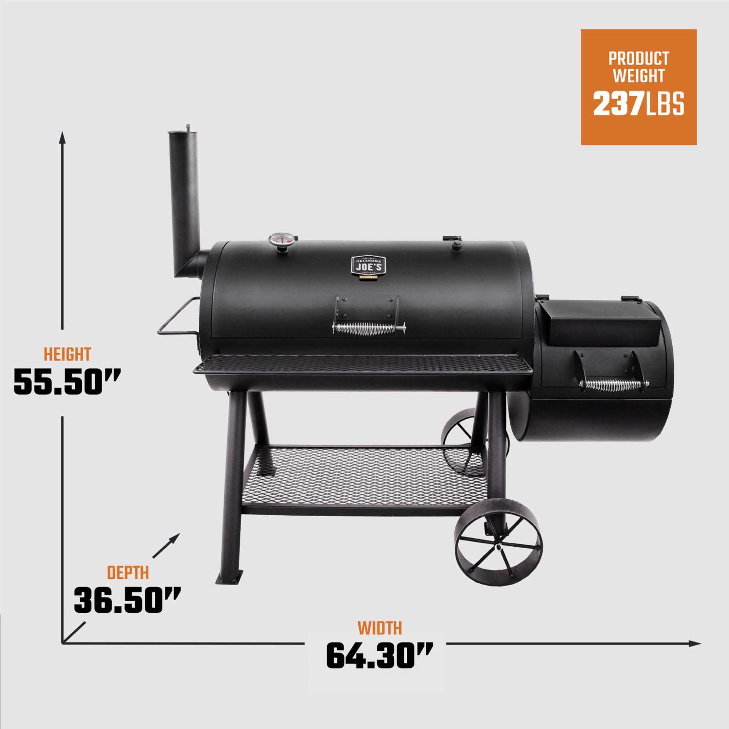 Oklahoma Joe's Longhorn Charcoal/Wood Offset Smoker Black