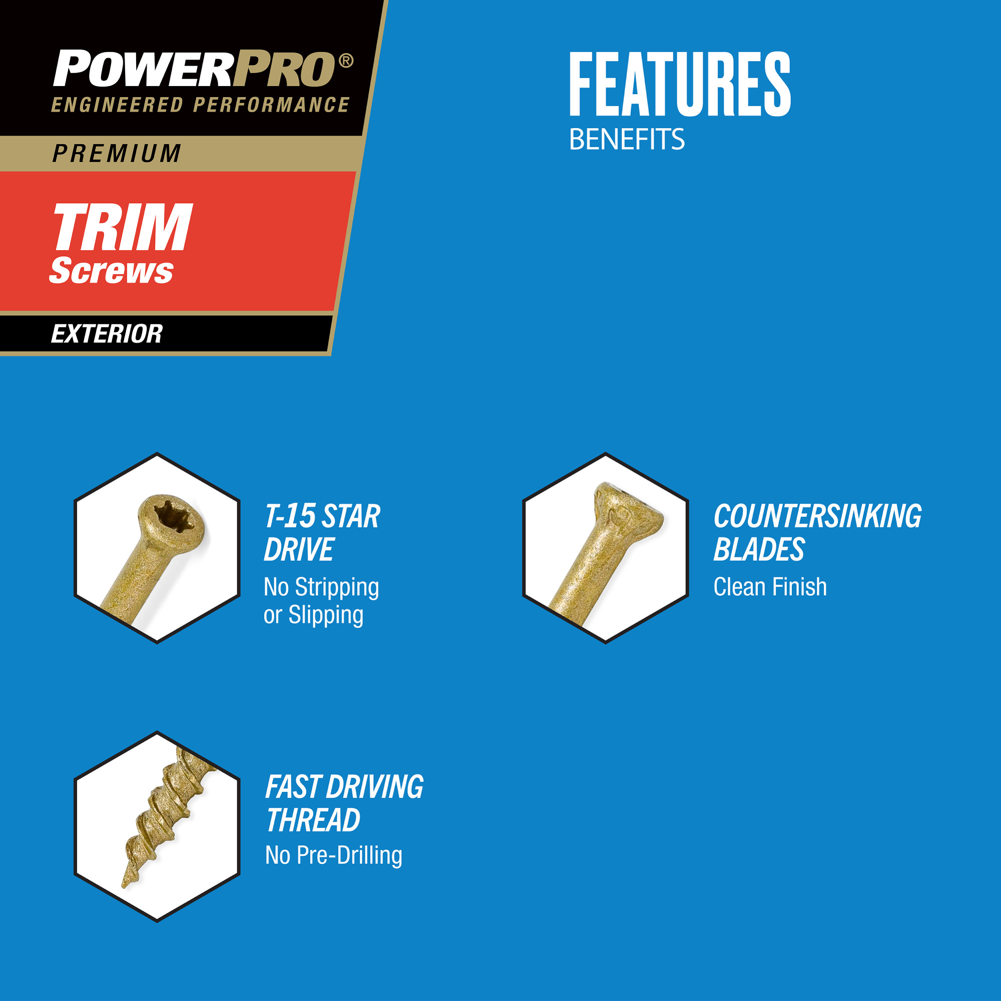 Power Pro&reg; Premium Bronze Exterior Trim Screws (#8 x 1-5/8 in.) - 829 pc