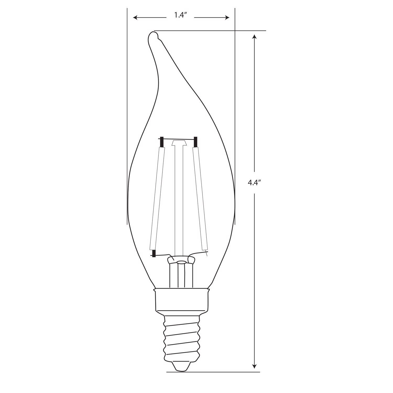 Feit CA10 (Flame Tip) E12 (Candelabra) LED Bulb Amber 40 Watt Equivalence 1 pk