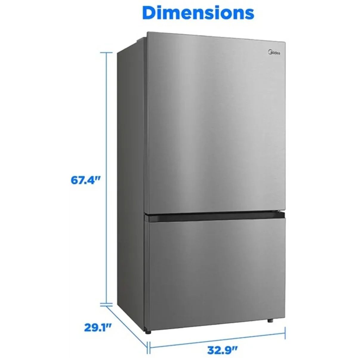 Midea 33 in. Counter-Depth Bottom-Freezer Smart Refrigerator with 23 cu. ft.