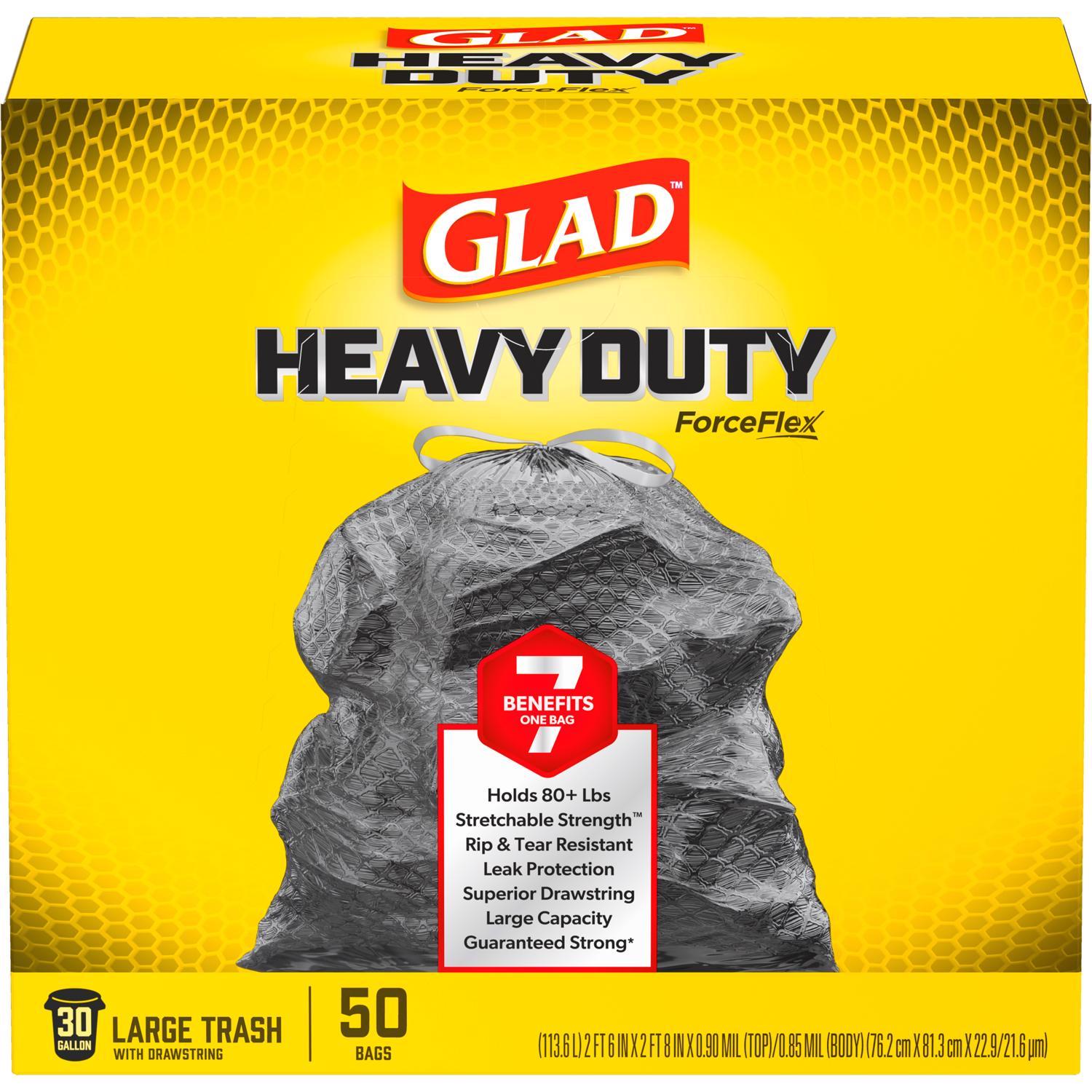 Glad ForceFlex 30 gal No Scent Trash Bags Drawstring 50 pk