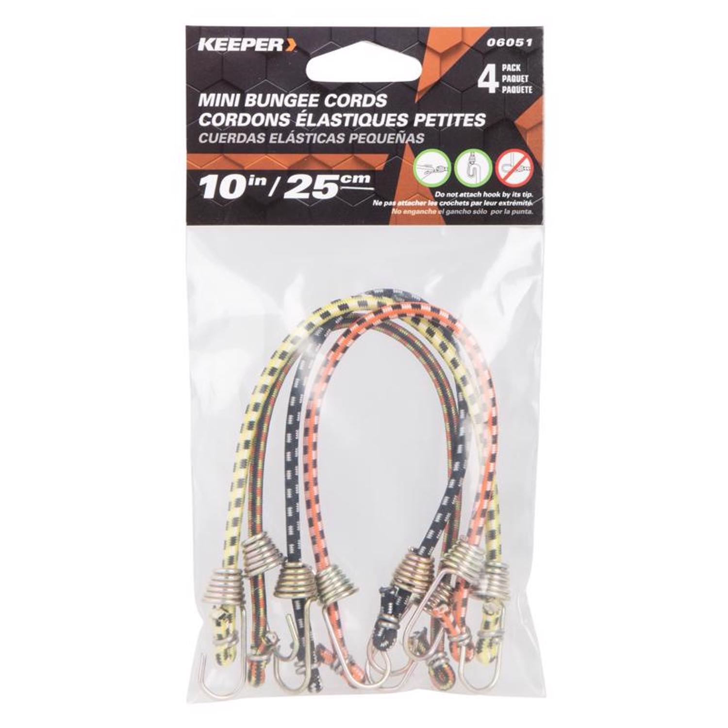 Keeper Assorted Bungee Cord 10 in. L X 0.16 in. 4 pk