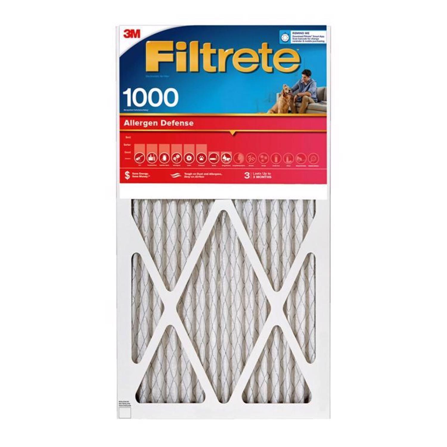 Filtrete Allergen Defense 12 in. W X 24 in. H X 1 in. Polyester 1000 MPR Pleated Air Filter 1 pk