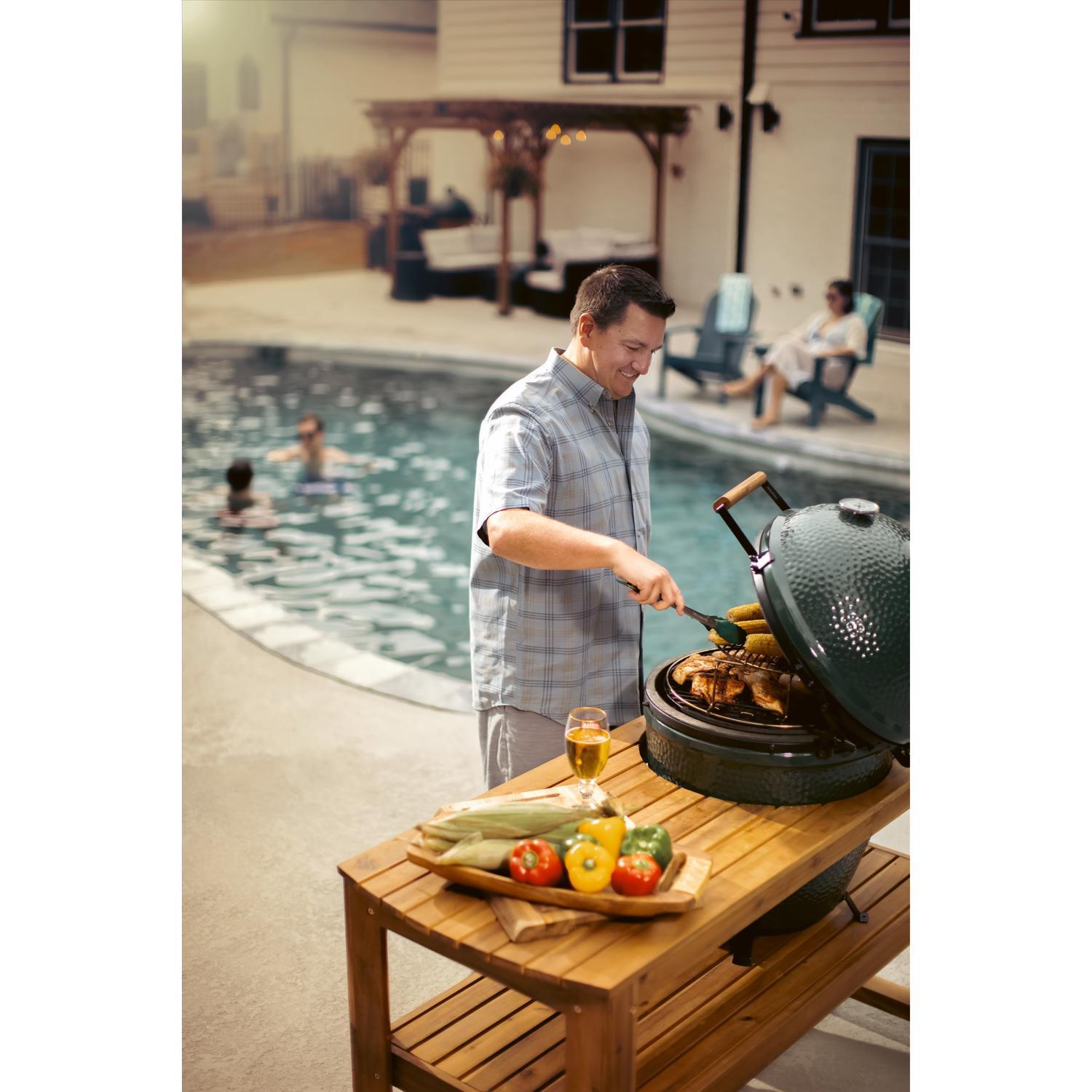 Big Green Egg Custom EGG Table Acacia Wood 31 in. H X 25 in. W X 60 in. L