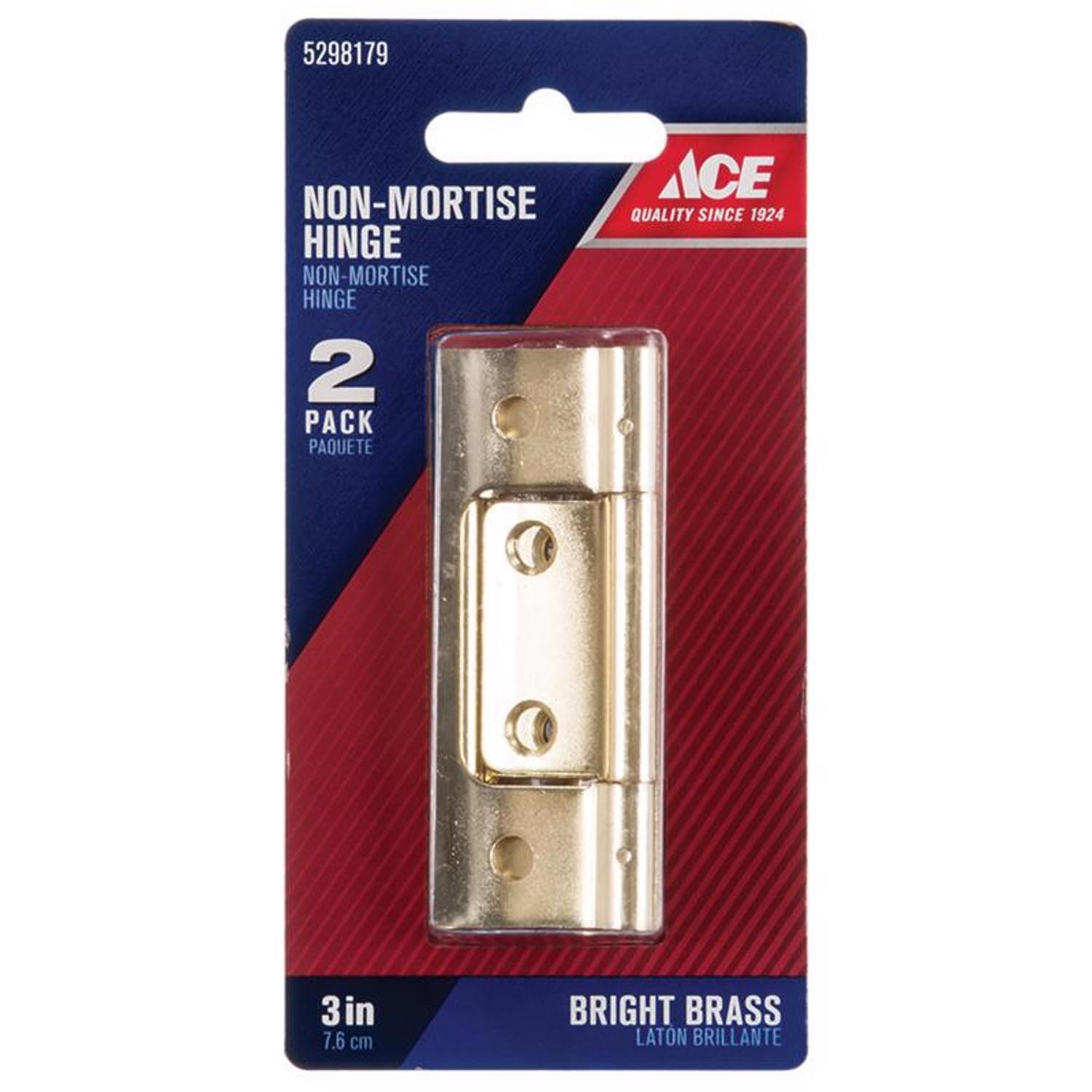 Ace 2.75 in. W X 3 in. L Bright Brass Brass Non-Mortise Hinge 2 pk