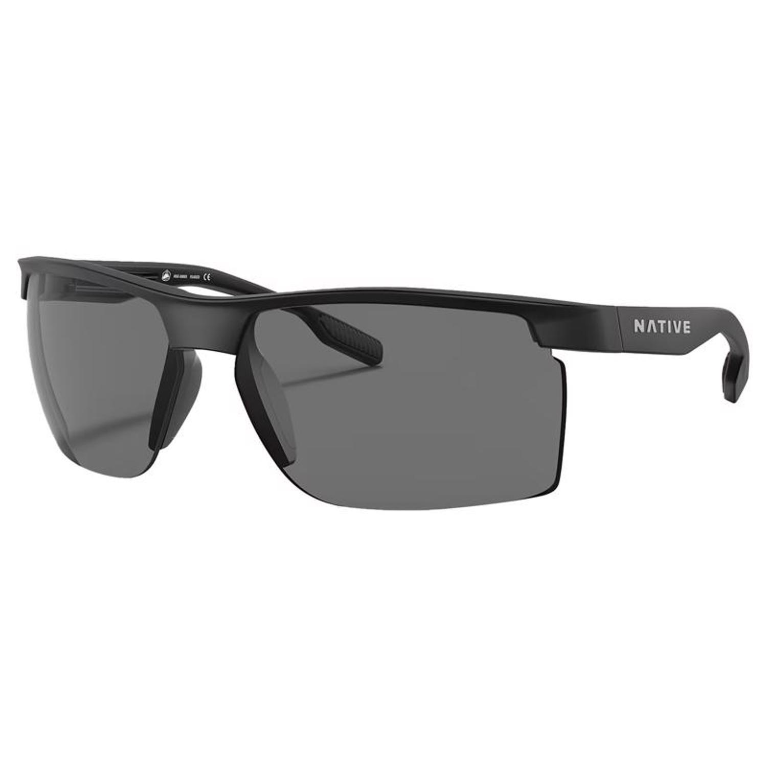 Native Ridge-Runner Crest Sunglasses Men's Matte Black Frame Grey Lens Polarized Blue Light Blocking