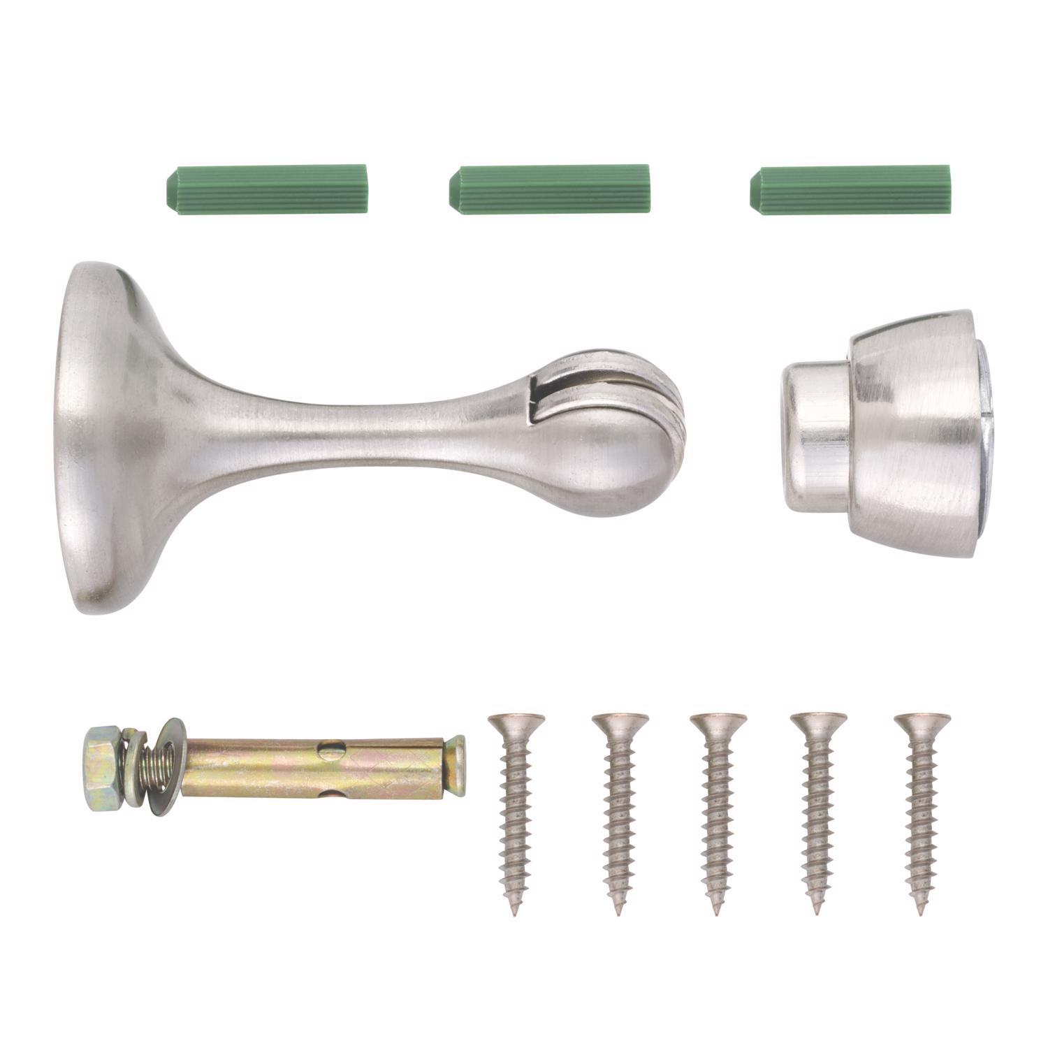 Ace Metal Satin Nickel Silver Magnetic Door Stop Mounts to door 0 in.