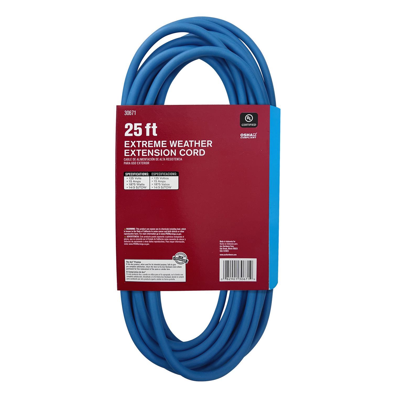 Ace Outdoor 25 ft. L Blue Extension Cord 14/3 SJTOW