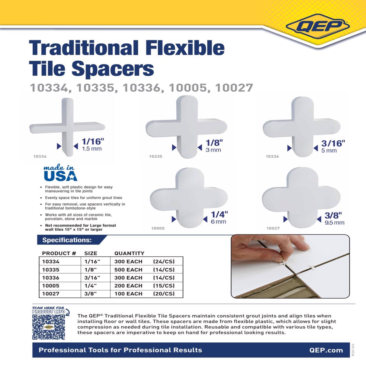 QEP.9 in. H X 0.9 in. W X.12 in. L Plastic Tile Spacer 200 pc