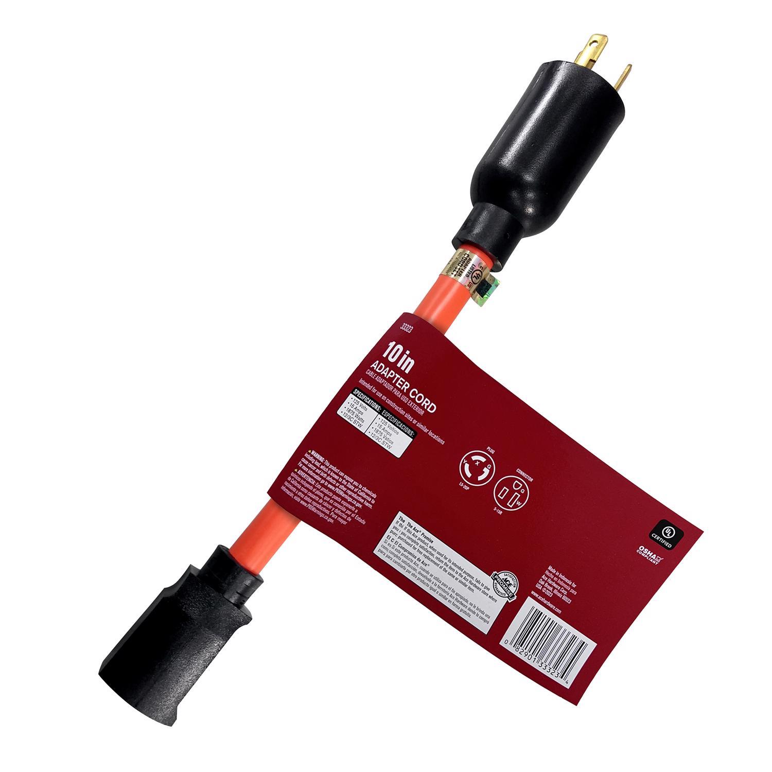 Ace Outdoor 10 in. L Orange Adapter Cord 12/3 STW