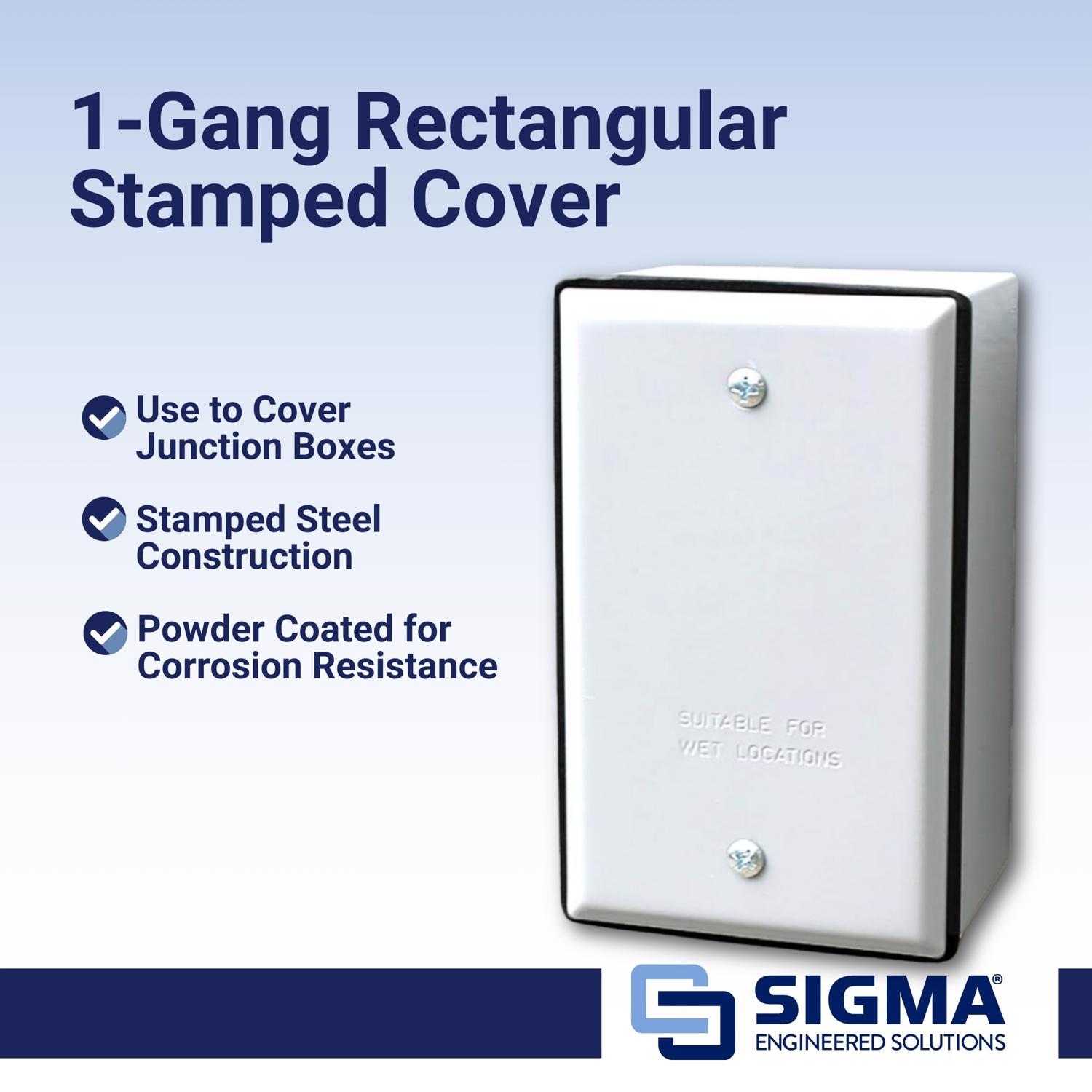 Sigma Engineered Solutions Rectangle Stamped Steel 1 gang 4.52 in. H X 2.77 in. W Flat Box Cover