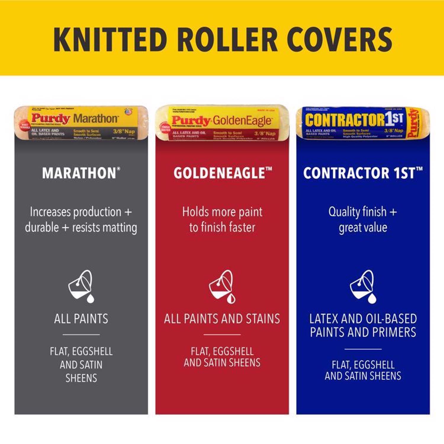 Purdy Contractor 1st Polyester 9 in. W X 3/8 in. Paint Roller Cover 3 pk